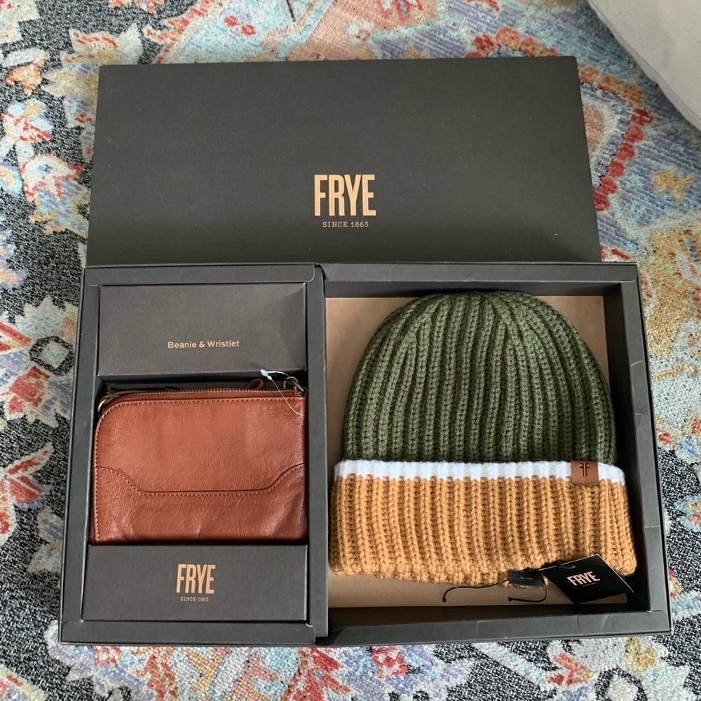 NIB Frye Beanie and Wristlet gift set